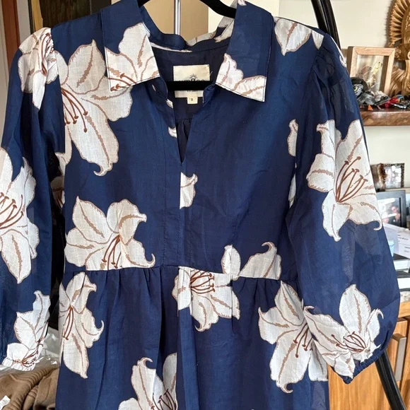 Umgee Floral Blue and White Dress - Picture 2 of 4